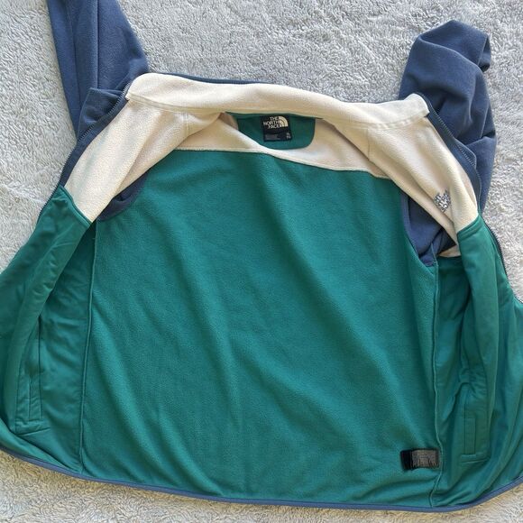 The North Face Men’s Glacier Alpine Fleece Zip Jacket Color Block Teal Blue XL - Picture 5 of 9